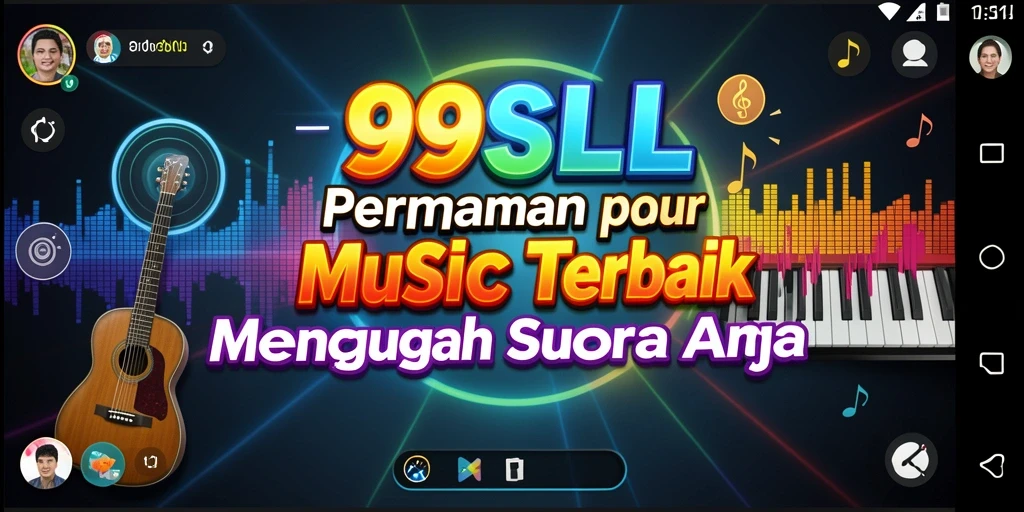 Screenshot utama 99SLL menampilkan pengguna yang bernyanyi dengan penuh semangat.