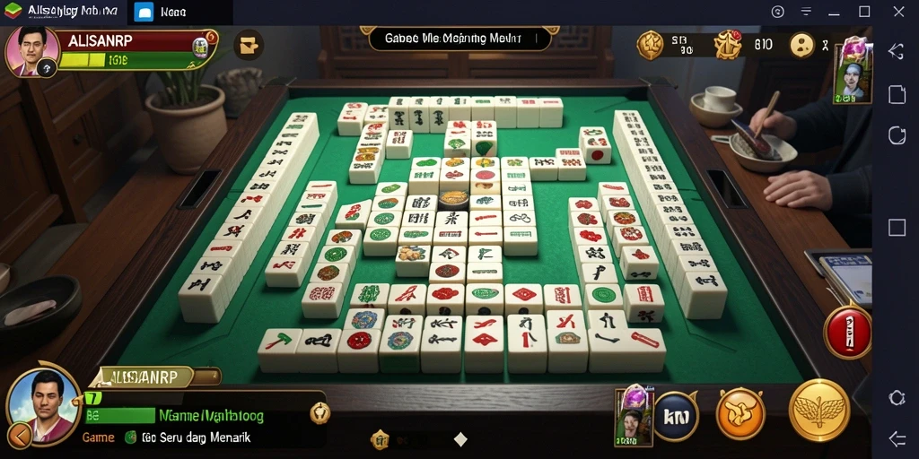 Gameplay menarik dalam ALISANRP, menunjukkan aksi Mahjong yang seru.