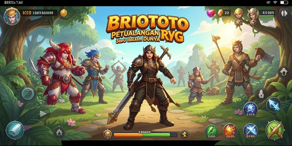 Tampilan gameplay BRIOTOTO dengan pertarungan RPG yang seru.