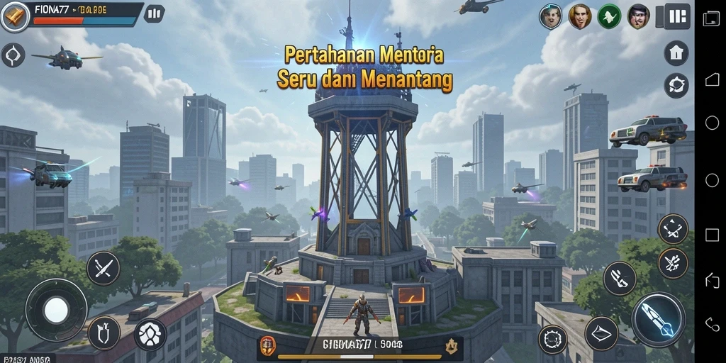 Tampilan gameplay menara pertahanan yang menarik dan strategis.