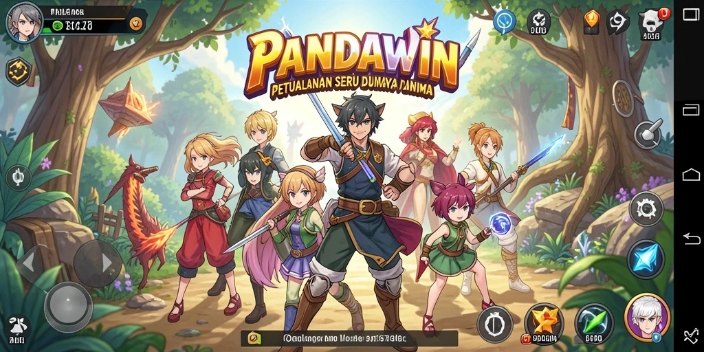 Tampilan gameplay seru PANDAWIN dengan karakter anime favorit.