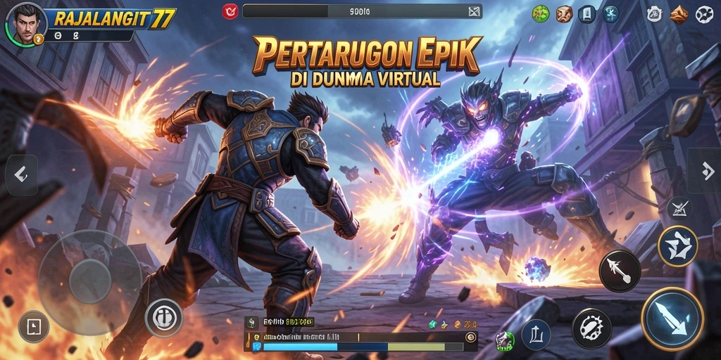 Screenshot RAJALANGIT77 menampilkan pertarungan seru dan karakter-karakter dinamis.